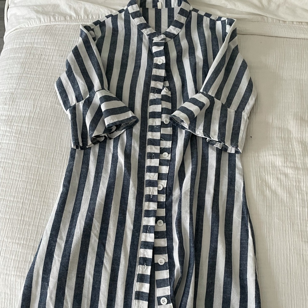Striped Button Up Mini Dress